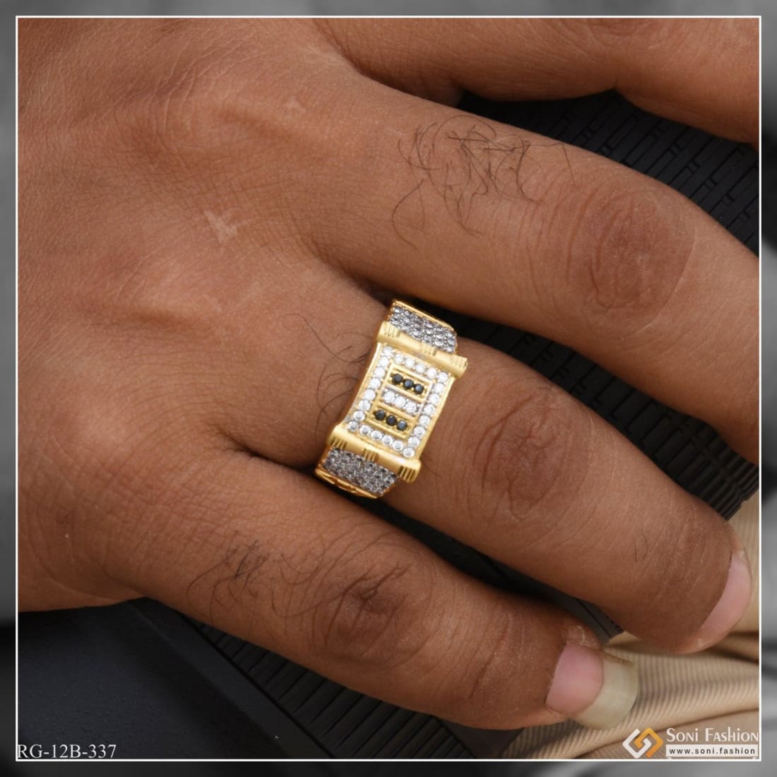 1 gram gold plated with diamond finely detailed design ring for