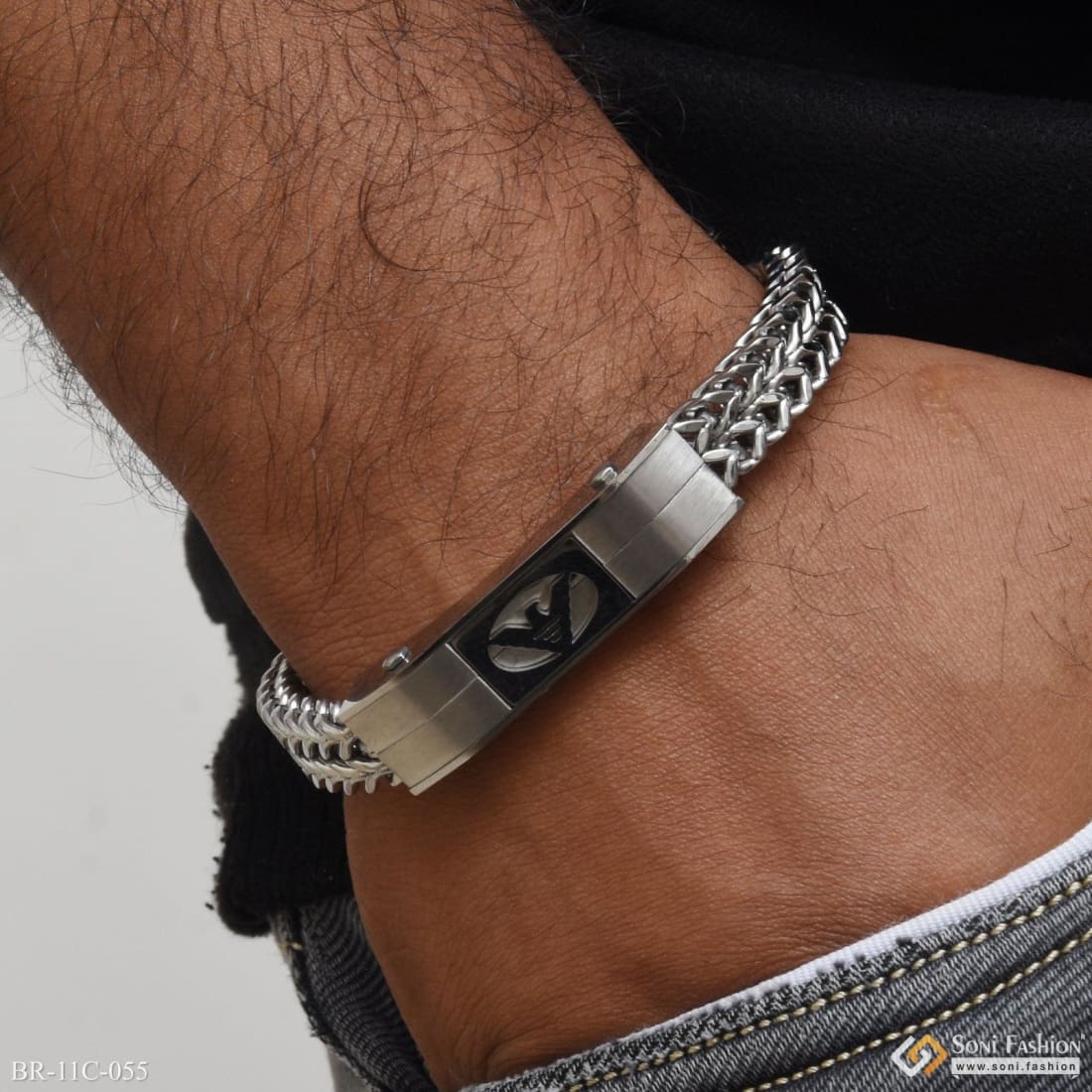 High Quality Stainless Steel Leather Bracelet Men Classic Fashion