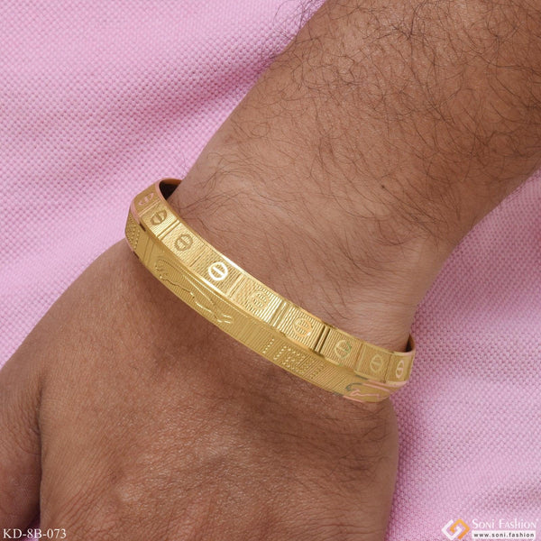 Jaguar Latest Design High-Quality Gold Plated Punjabi Kada for Men - Style B073