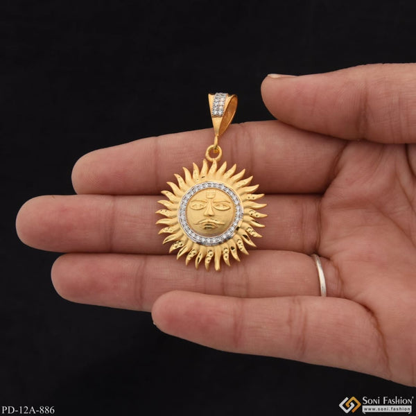 1 gram gold - sun with diamond high-quality plated pendant -