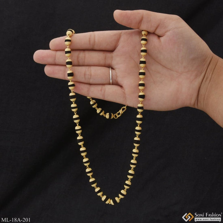 1 Gram Gold Formig Black Artisanal Design Rudraksha Mala