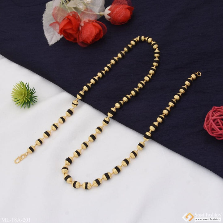 1 Gram Gold Formig Black Artisanal Design Rudraksha Mala