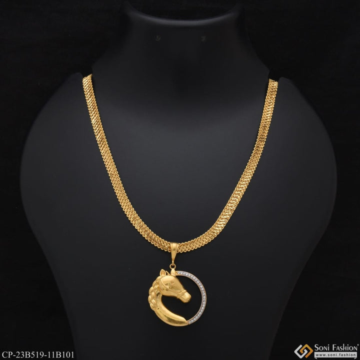 1 gram gold formig horse with diamond best quality chain