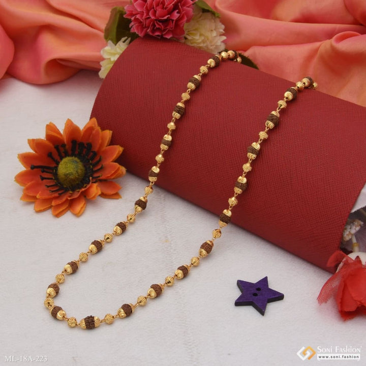 1 gram gold forming 2 in delicate design rudraksha mala for