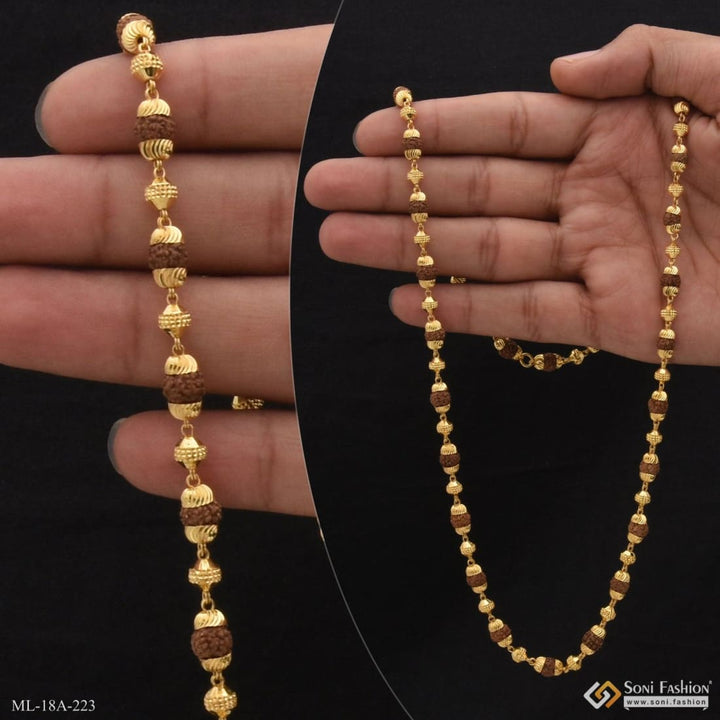 1 gram gold forming 2 in delicate design rudraksha mala for