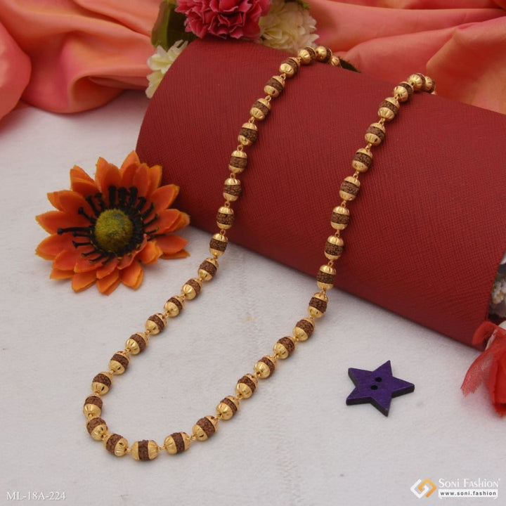 1 gram gold forming v cut artisanal design rudraksha mala