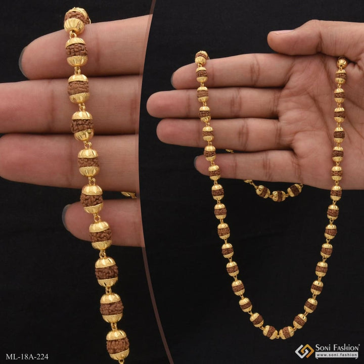 1 gram gold forming v cut artisanal design rudraksha mala