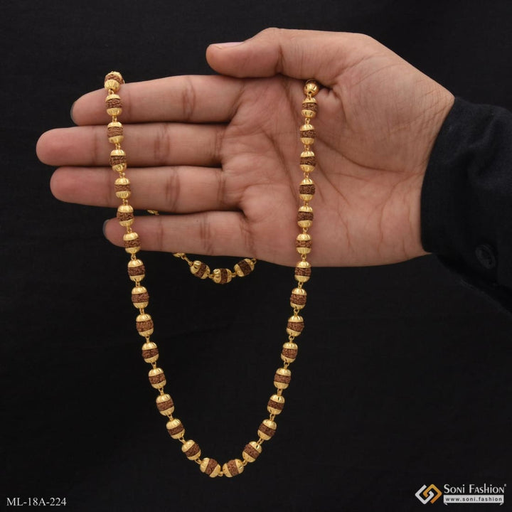 1 gram gold forming v cut artisanal design rudraksha mala