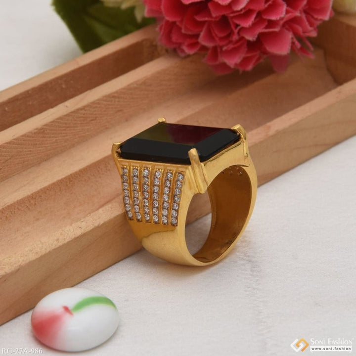 1 gram gold forming black ring with diamond best quality for