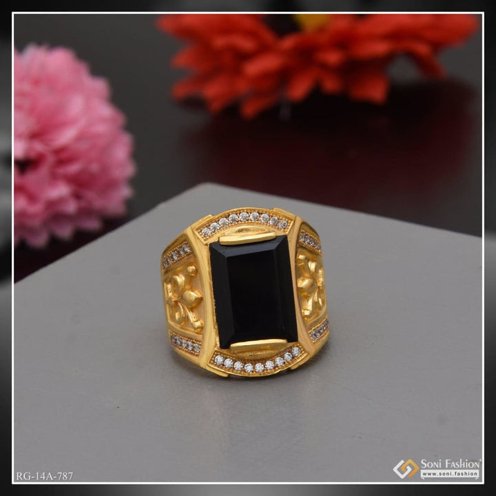 1 gram gold forming black stone with diamond antique design