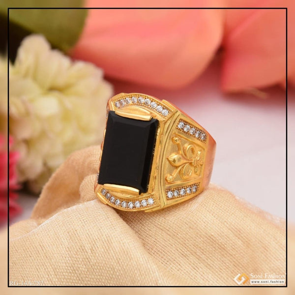 1 gram gold forming black stone with diamond antique design