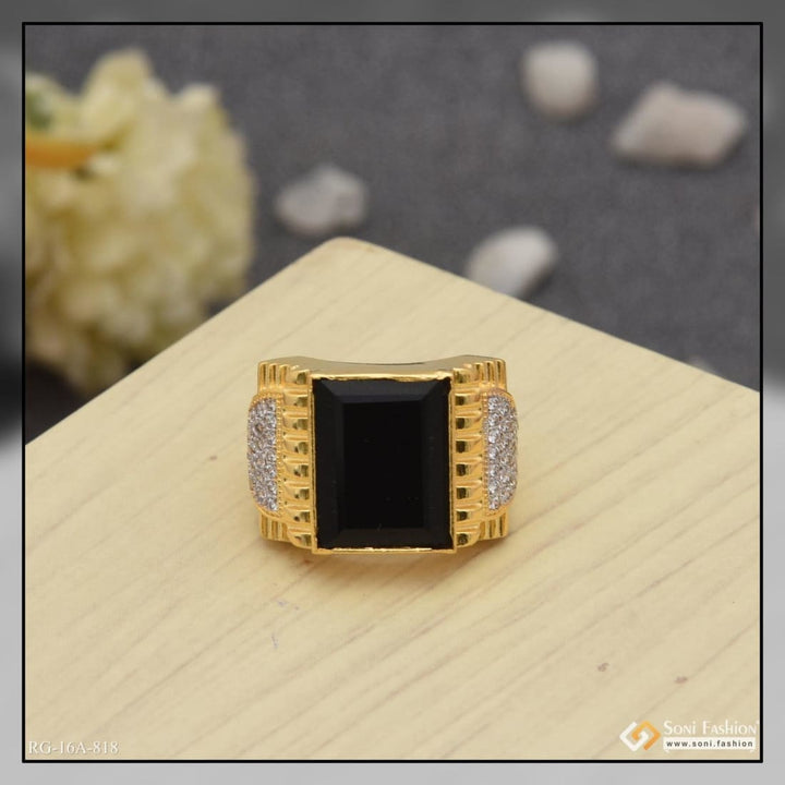 1 gram gold forming black stone with diamond funky design