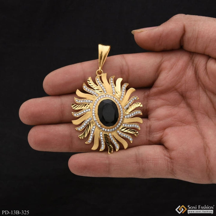 1 Gram Gold Forming Black Stone With Diamond Glittering