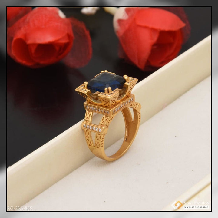 1 gram gold forming blue stone with diamond artisanal design