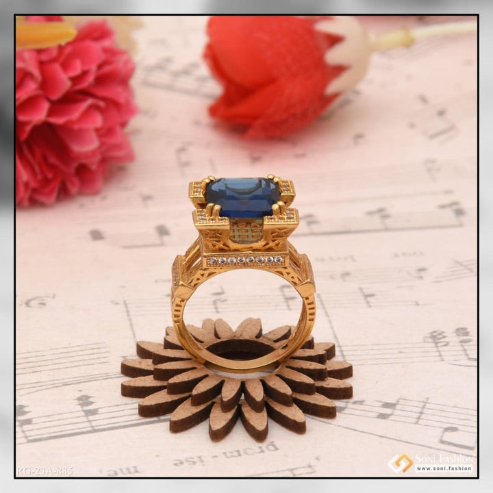 1 gram gold forming blue stone with diamond artisanal design