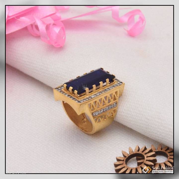 1 Gram Gold Forming Blue Stone With Diamond Best Quality