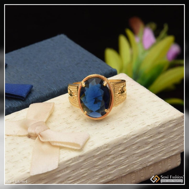 1 Gram Gold Forming Blue Stone With Diamond Best Quality