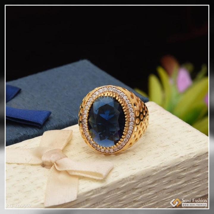 1 Gram Gold Forming Blue Stone With Diamond Best Quality