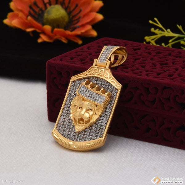 1 Gram Gold Forming Crown On Lion With Diamond Best Quality