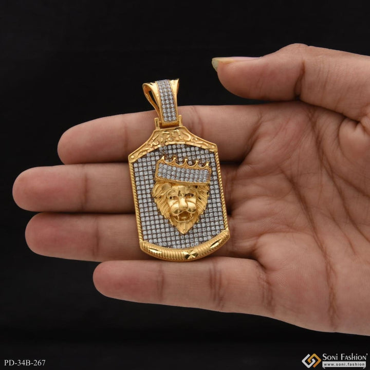 1 Gram Gold Forming Crown On Lion With Diamond Best Quality