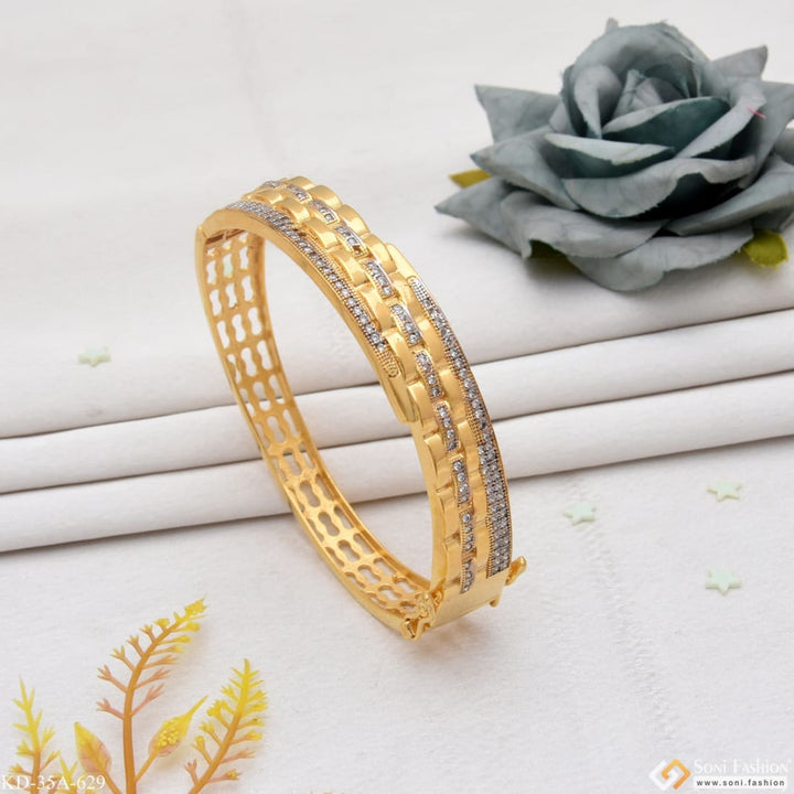 1 gram gold forming delicate design with diamond plated kada