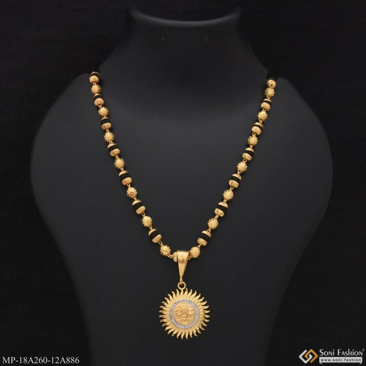 1 Gram Gold Forming Sun Delicate Design Rudraksha Mala With