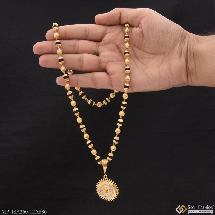 1 Gram Gold Forming Sun Delicate Design Rudraksha Mala With