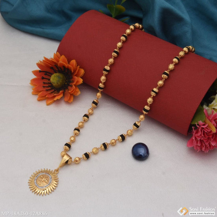 1 Gram Gold Forming Sun Delicate Design Rudraksha Mala With