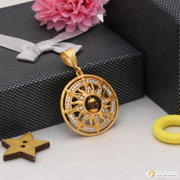 1 Gram Gold Forming Sun With Diamond Antique Design Pendant