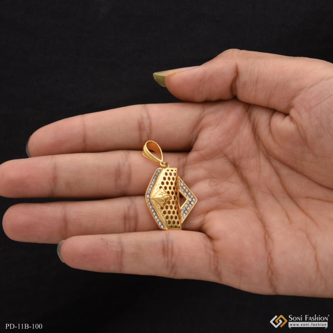 1 gram gold forming om with diamond dainty design best quality pendant Soni Fashion