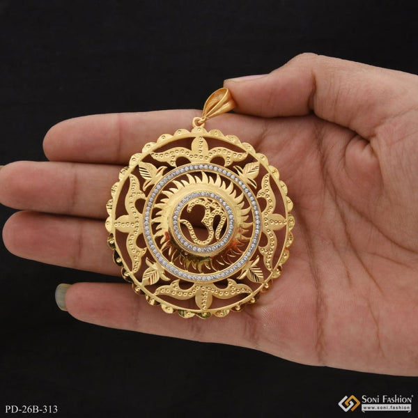 1 Gram Gold Forming Om With Diamond Fashionable Design