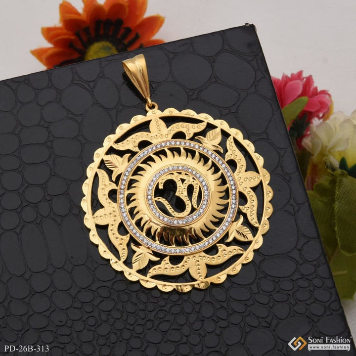 1 Gram Gold Forming Om With Diamond Fashionable Design