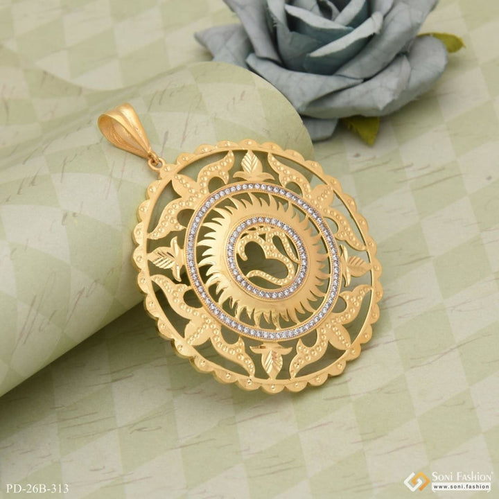 1 Gram Gold Forming Om With Diamond Fashionable Design