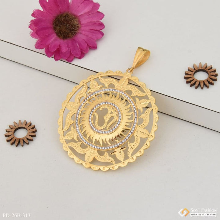 1 Gram Gold Forming Om With Diamond Fashionable Design