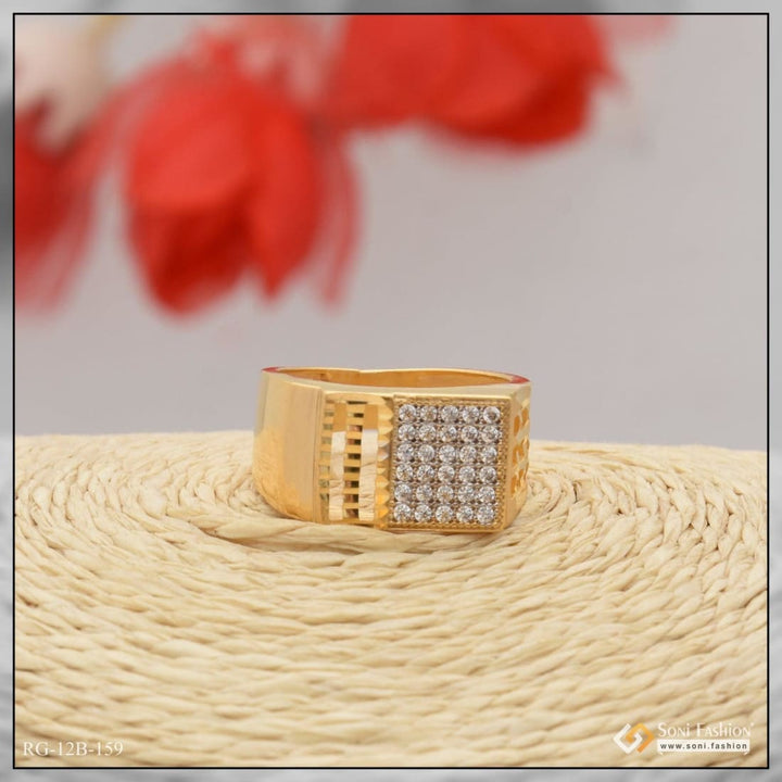 1 gram gold forming with diamond finely detailed design ring