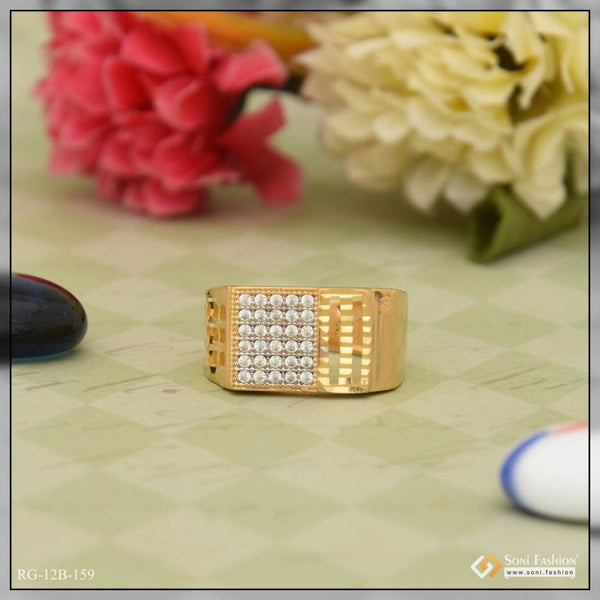 1 gram gold forming with diamond finely detailed design ring