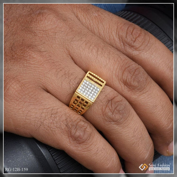 1 gram gold forming with diamond finely detailed design ring