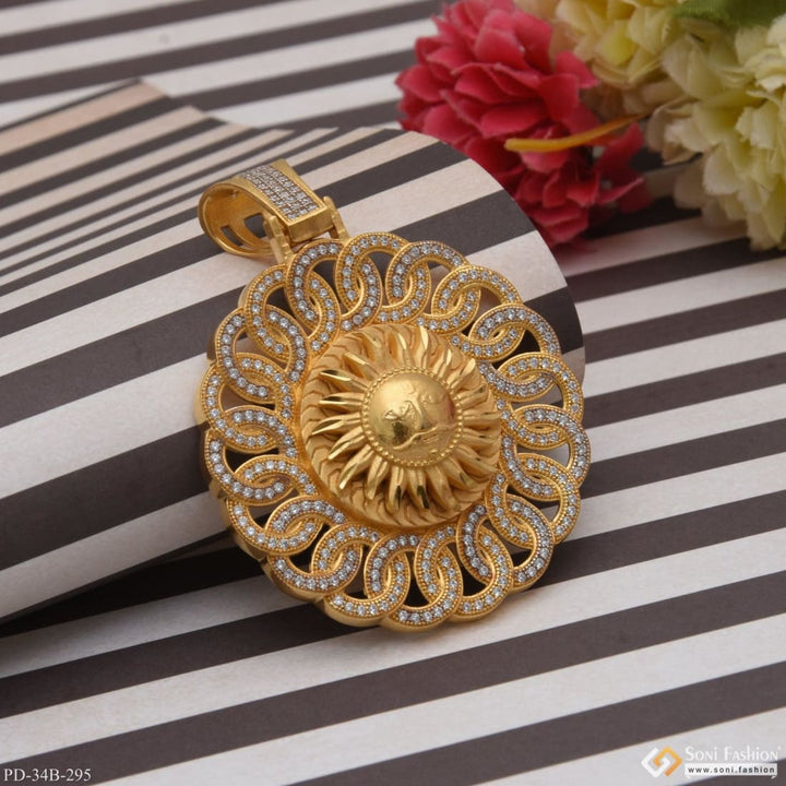 1 gram gold forming sun with diamond gorgeous design pendant