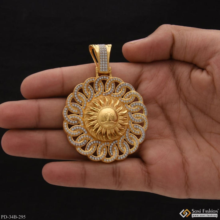 1 gram gold forming sun with diamond gorgeous design pendant