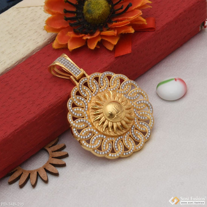 1 gram gold forming sun with diamond gorgeous design pendant