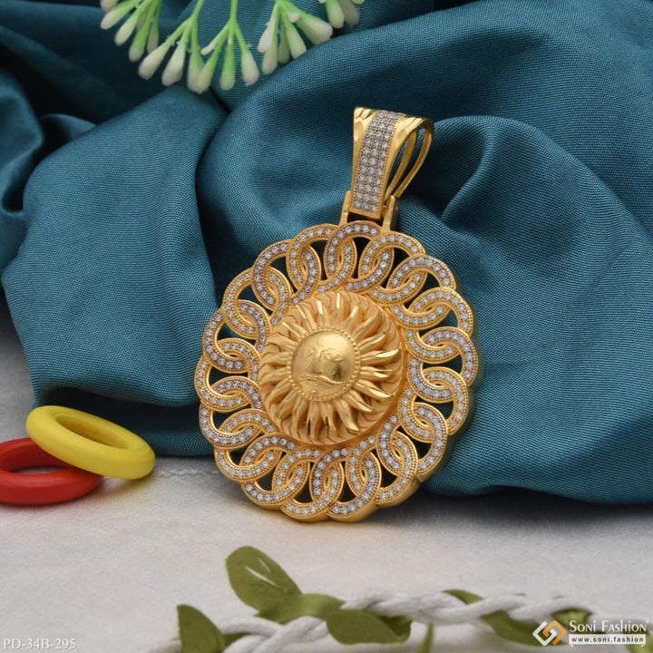 1 gram gold forming sun with diamond gorgeous design pendant