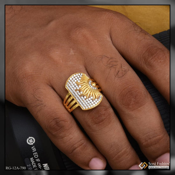 1 Gram Gold Forming Sun with Diamond Sophisticated Design Ring for