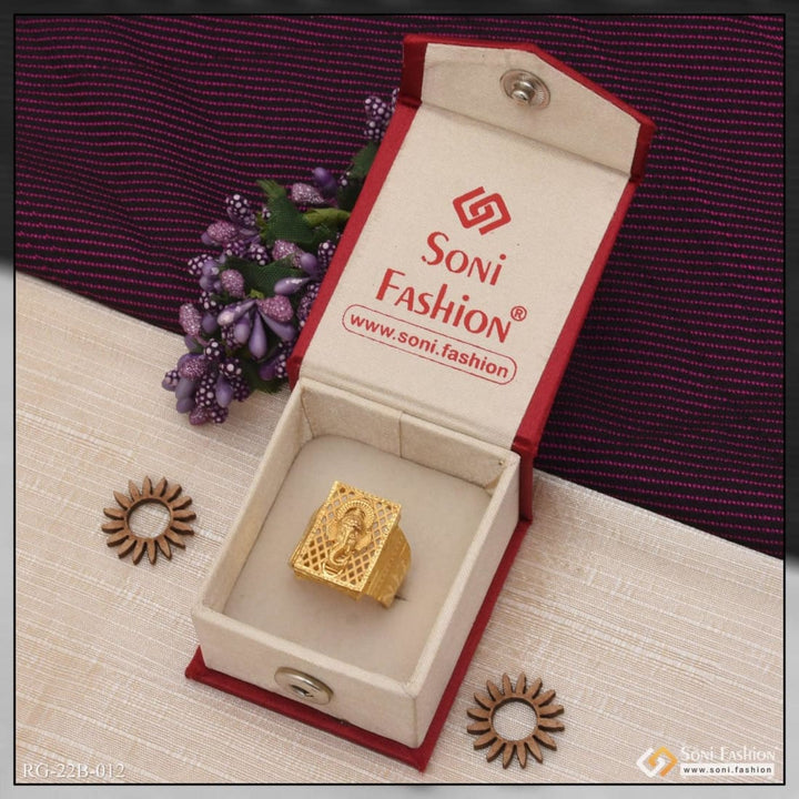 1 gram gold forming ganpati dainty design best quality ring