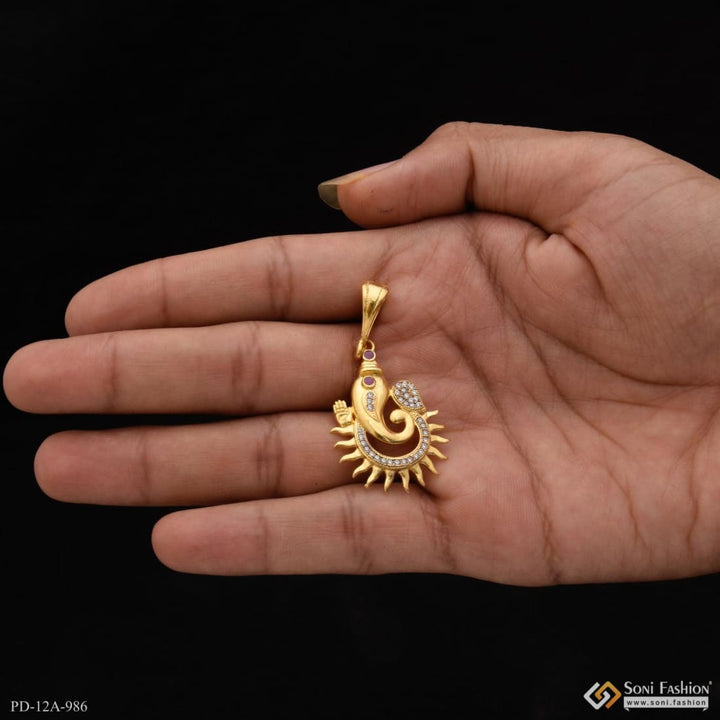 1 gram gold forming ganpati with diamond best quality