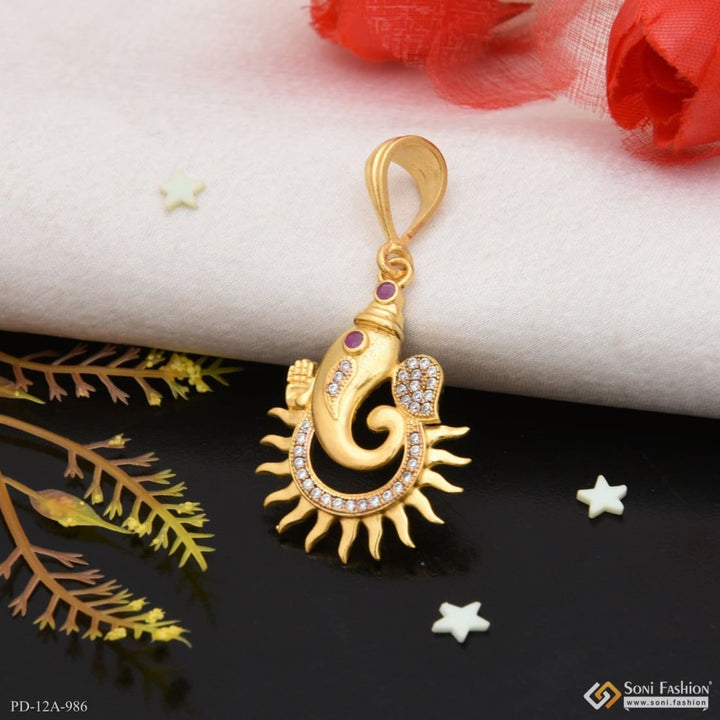 1 gram gold forming ganpati with diamond best quality