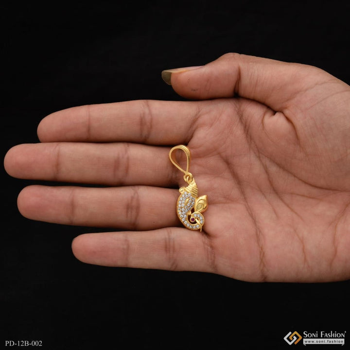 1 Gram Gold Forming Ganpati With Diamond Glittering Design