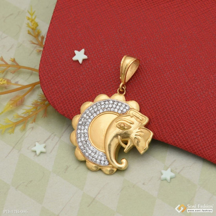 1 Gram Gold Forming Ganpati With Diamond Sophisticated