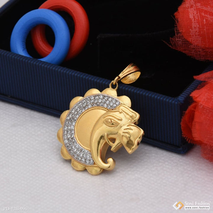 1 Gram Gold Forming Ganpati With Diamond Sophisticated