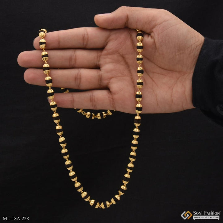 1 gram gold forming v cut glamorous design rudraksha mala