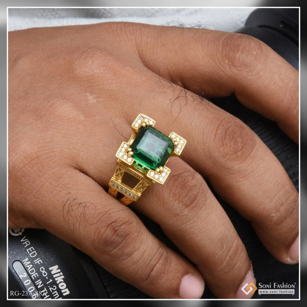Emerald Cut Green Emerald & Diamond Ring for Men 22K Yellow Gold Ring for  Men Natural Emerald Ring for Men Statement Ring for Men - Etsy